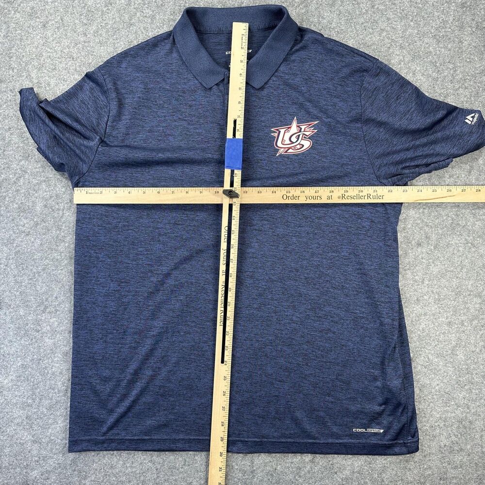 USA Baseball Shirt Mens XL Blue Baseball Majestic Cool Base Polo Team Logo - Picture 8 of 11